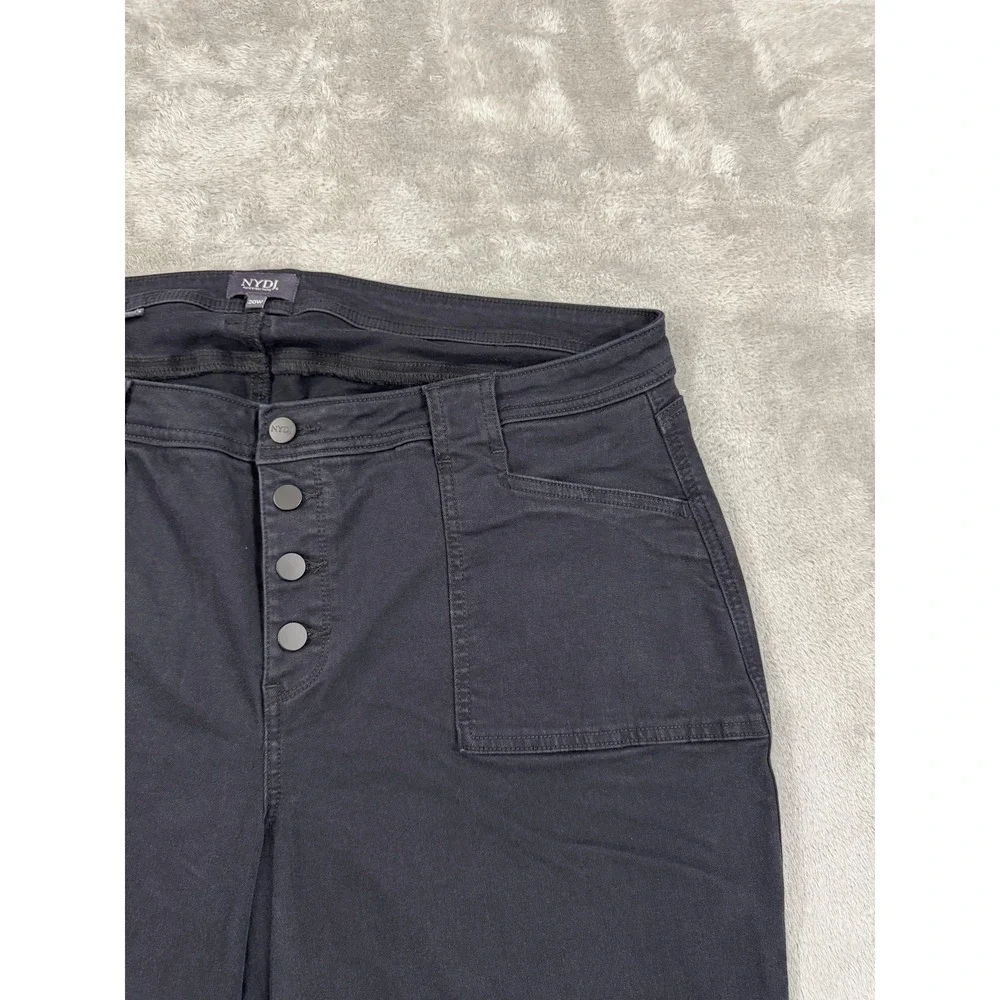 NYDJ Jeans Womens 20W‎ Black Lift Tuck Technology Wide Leg Button Fly Cropped